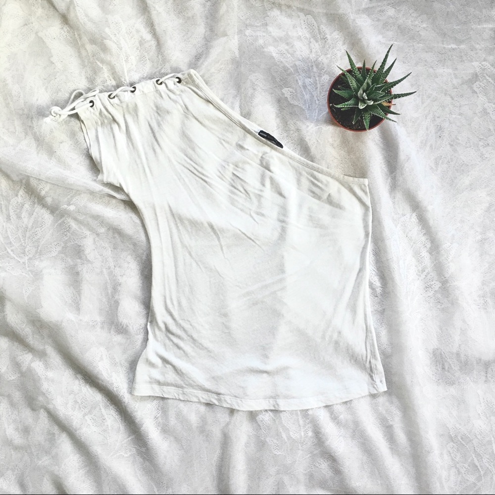 Mango | asymmetric white top, M